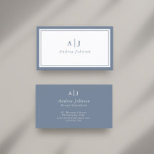Minimalist Dusty Blue Two Border Monogram