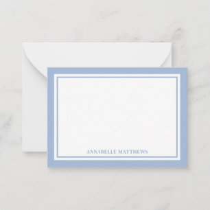 Minimalist Dusty Blue Two Border Monogram Card