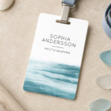Minimalist Dusty Blue Watercolor Ocean Name