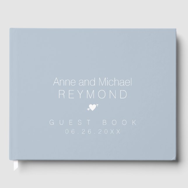 Minimalist Dusty Blue Wed Guest Book (Front)