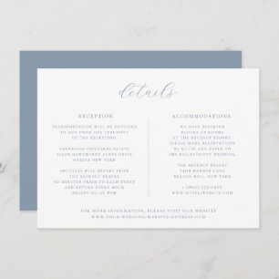 Minimalist Dusty Blue Wedding Details Card