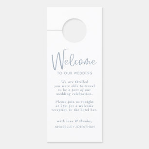 Minimalist Dusty Blue Wedding Do Not Disturb  Door Hanger