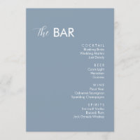 Minimalist Dusty Blue Wedding Drinks Bar