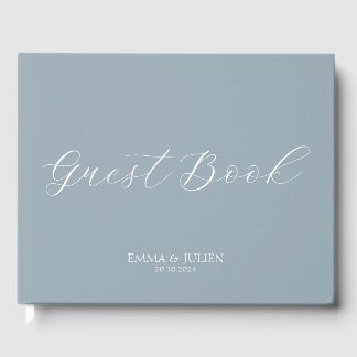 Minimalist dusty blue wedding guest books