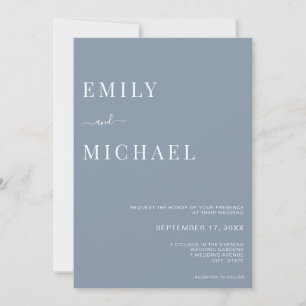Minimalist Dusty Blue Wedding Invitation