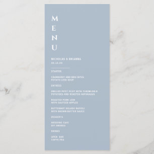 Minimalist Dusty Blue Wedding Menu