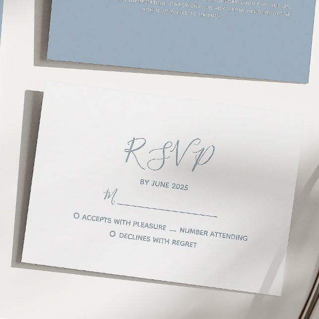 Minimalist Dusty Blue Wedding RSVP Card (Creator Uploaded)