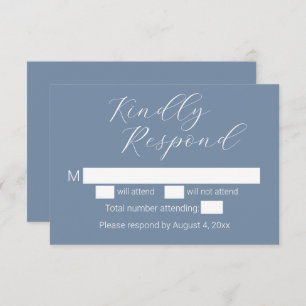 Minimalist Dusty Blue Wedding RSVP Cards