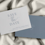 Minimalist Dusty Blue Wedding Save The Date Card<br><div class="desc">Announce your upcoming wedding with this minimalist save-the-date announcement card. This card features simple text and a dusty blue-and-white theme. Customise the text on the front and back of the card to share the details of your upcoming wedding. Visit my store to see other colour options to match your wedding...</div>