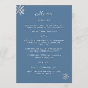 Minimalist Dusty Blue Wedding Table Menu Cards