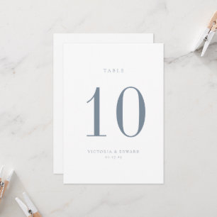 Minimalist Dusty Blue Wedding Table Number Card