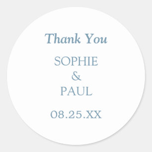 Minimalist Dusty Blue Wedding Thank You Sticker