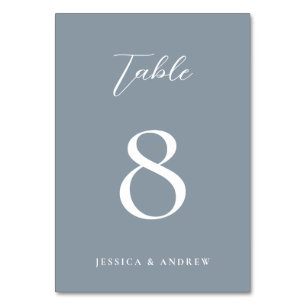 Minimalist dusty blue & White Simple Wedding Table Number