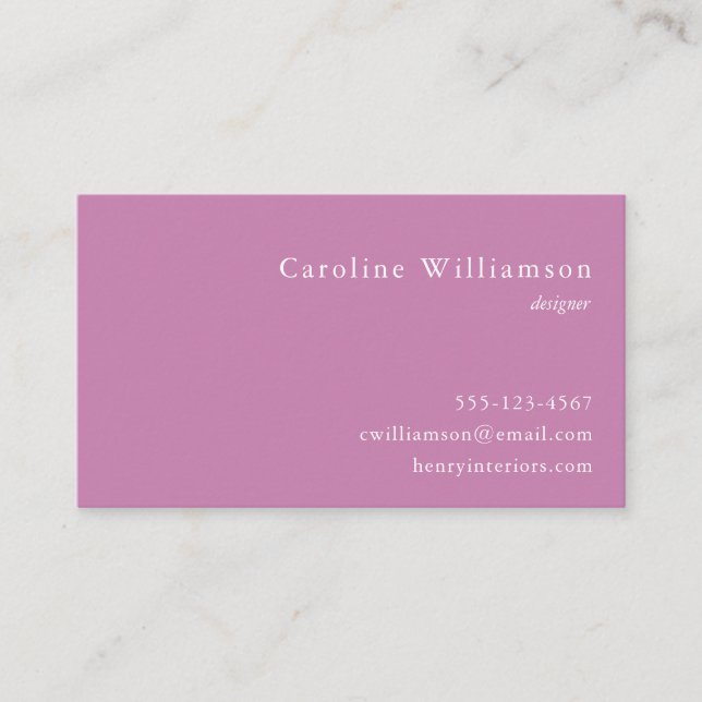 Minimalist Dusty Lavender Elegant Professional  Business Card (Front)
