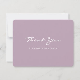 Minimalist Dusty Lilac Script Lettering Wedding Thank You Card