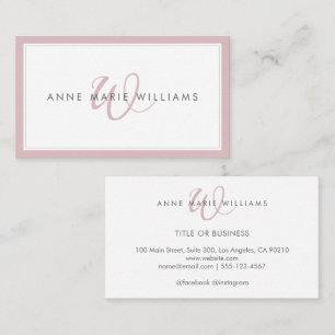 Minimalist Dusty Lilac Script Two Border Monogram Business Card