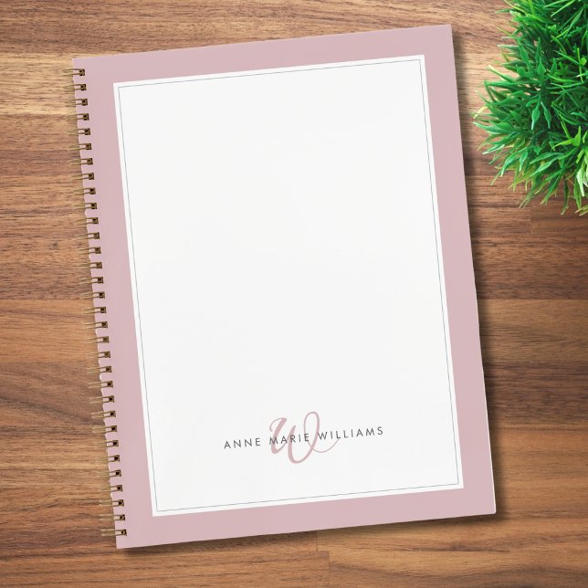 Minimalist Dusty Lilac Two Border Monogram  Notebook (Creator Uploaded)