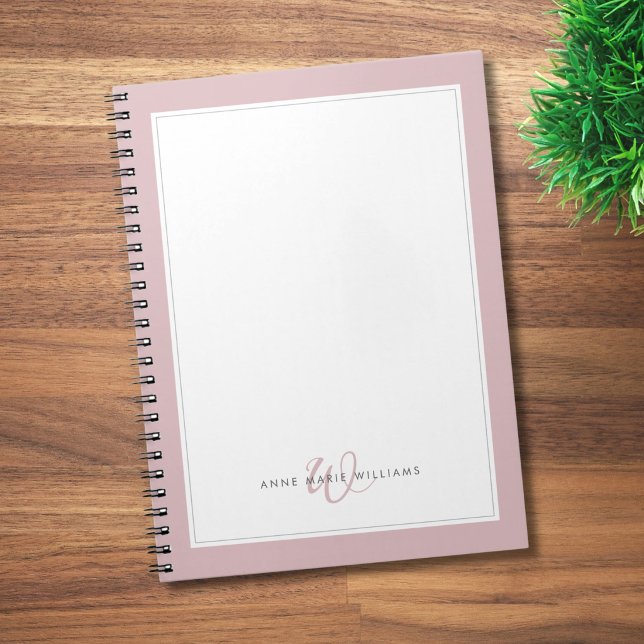 Minimalist Dusty Lilac Two Border Monogram  Notebook (Creator Uploaded)