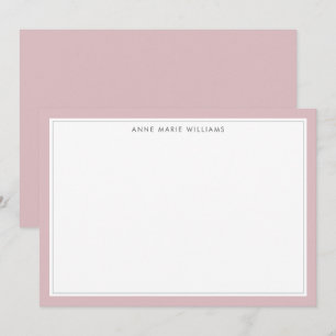 Minimalist Dusty Lilac Two Border Name Note Card