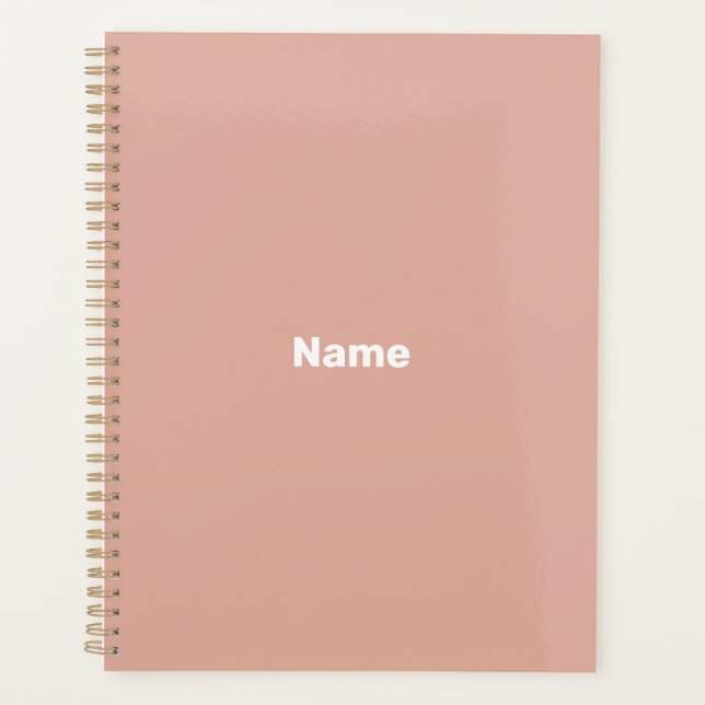 Minimalist dusty pink custom text year monogram planner (Front)