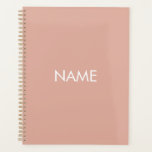Minimalist dusty pink custom year text monogram planner<br><div class="desc">Minimalist dusty pink and white custom name text monogram initials simple modern elegant personalised Planner.
Fully customisable white text on dusty pink plain solid colour background.
You can personalise it with company or business name,  year,  initials,  monogram,  etc</div>