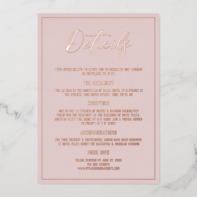 Minimalist Dusty Pink Details Real Gold Wedding (Front)