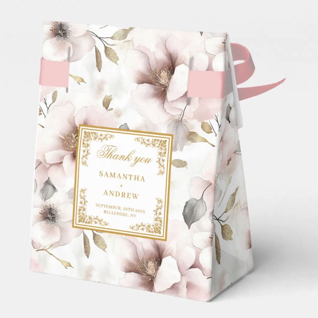 Minimalist Dusty Pink Gold Wedding Favour Box (Minimalist Dusty Pink Gold Wedding Favor Box)