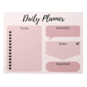 Minimalist Dusty Pink Heart Daily Planner Notepad