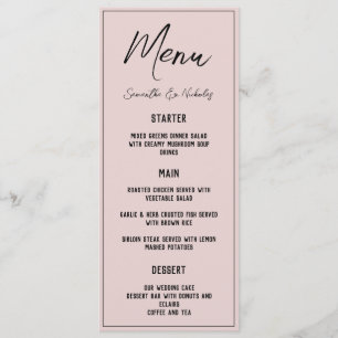 Minimalist Dusty Pink Menu