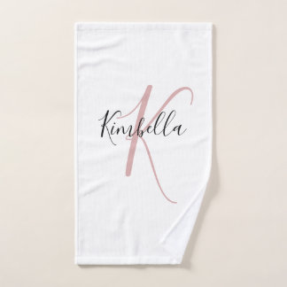Minimalist Dusty Pink Monogram Hand Towel