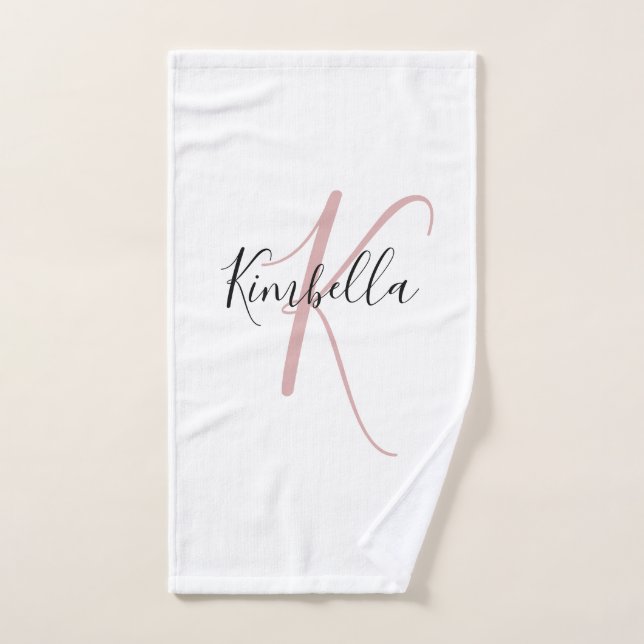 Minimalist Dusty Pink Monogram Hand Towel (Hand Towel)