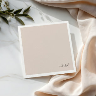 Minimalist Dusty Pink Monogram Wedding Napkins