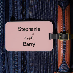 Minimalist Dusty Pink Newlywed Honeymoon Luggage Tag