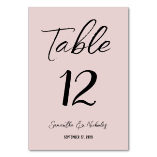 Minimalist Dusty Pink Table Number