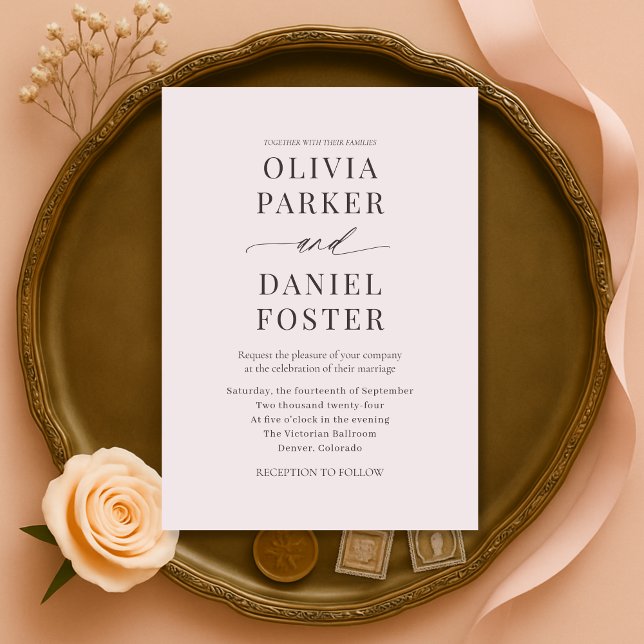 Minimalist Dusty Pink Wedding Invitation (Creator Uploaded)