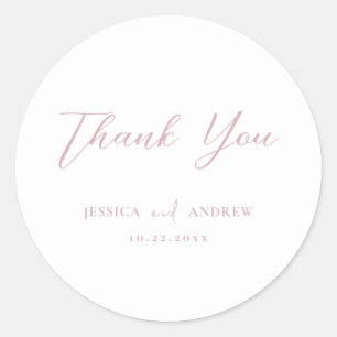 Minimalist Dusty Pink & White Simple Wedding Classic Round Sticker
