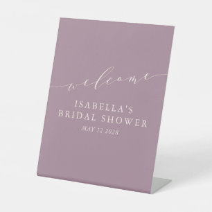 Minimalist Dusty Purple Bridal Shower Welcome   Pedestal Sign