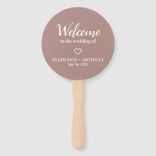 Minimalist Dusty Rose and White Wedding  Hand Fan
