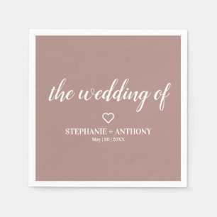 Minimalist Dusty Rose and White Wedding  Napkin