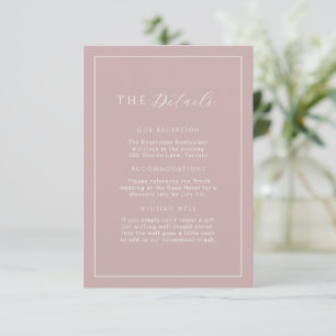 Minimalist Dusty Rose Blush Wedding Details Insert