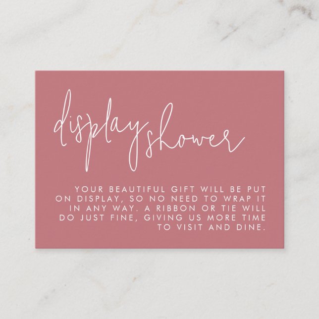 Minimalist Dusty Rose Bridal Shower Display Shower Enclosure Card (Front)
