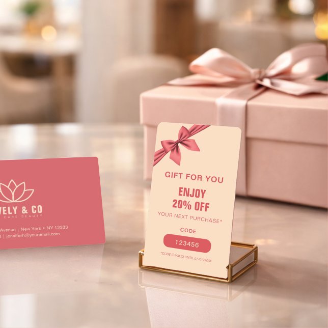 Minimalist Dusty Rose Cream Beauty  Discount Card (Creator Uploaded)