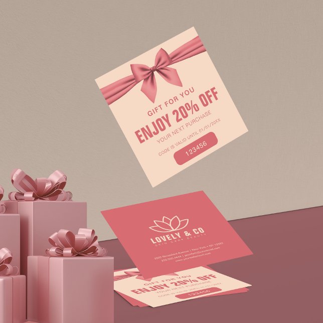 Minimalist Dusty Rose Cream Beauty  Discount Card (Creator Uploaded)