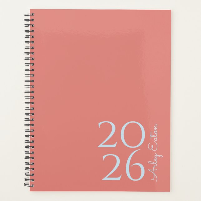 Minimalist Dusty Rose Custom Personal Monthly  Planner (Front)