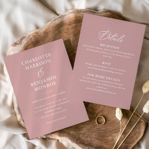 Minimalist Dusty Rose Double-Sided Wedding Invitation