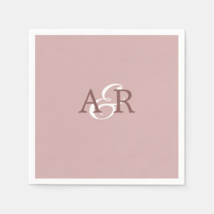 Minimalist Dusty Rose Initial Monogram Wedding Napkin
