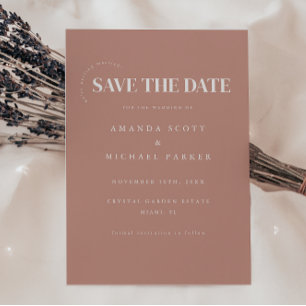 Minimalist Dusty Rose Modern Wedding Save The Date