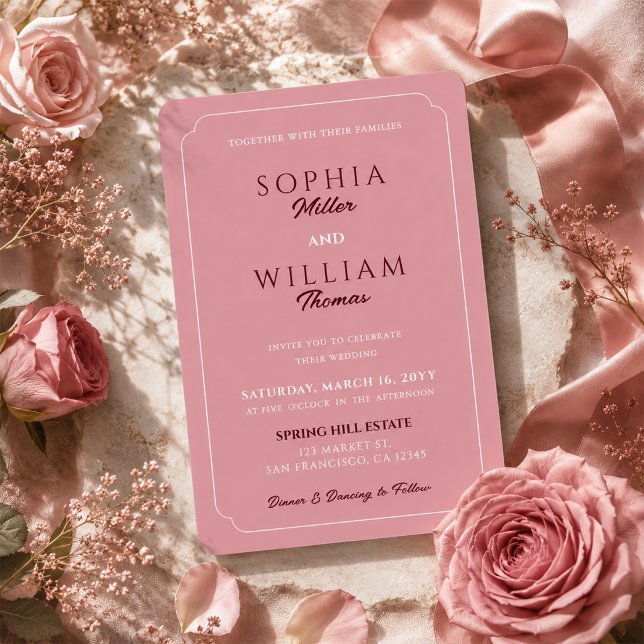 Minimalist Dusty Rose Pink Wedding Invitation (Creator Uploaded)