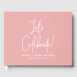 Minimalist Dusty Rose Pink Welcome Celebrate Guest Book