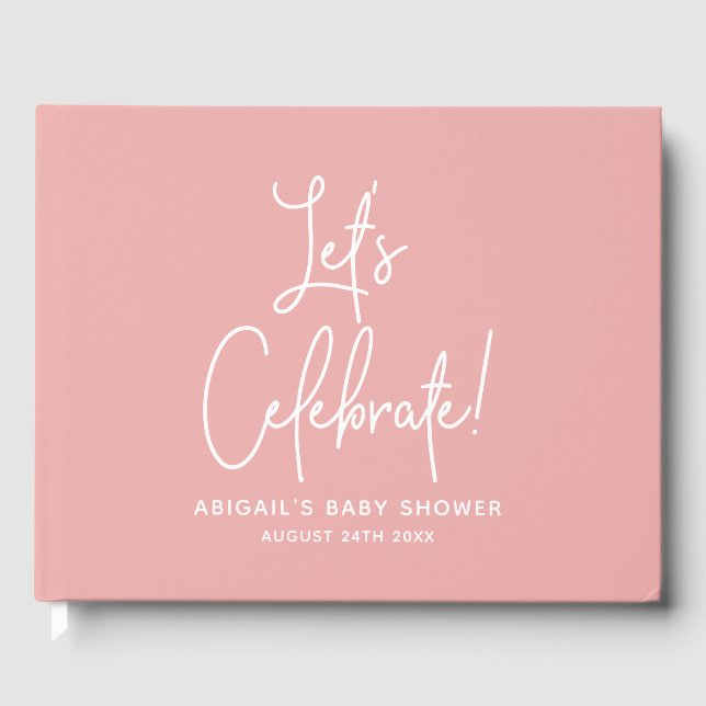 Minimalist Dusty Rose Pink Welcome Celebrate Guest Book (Front)